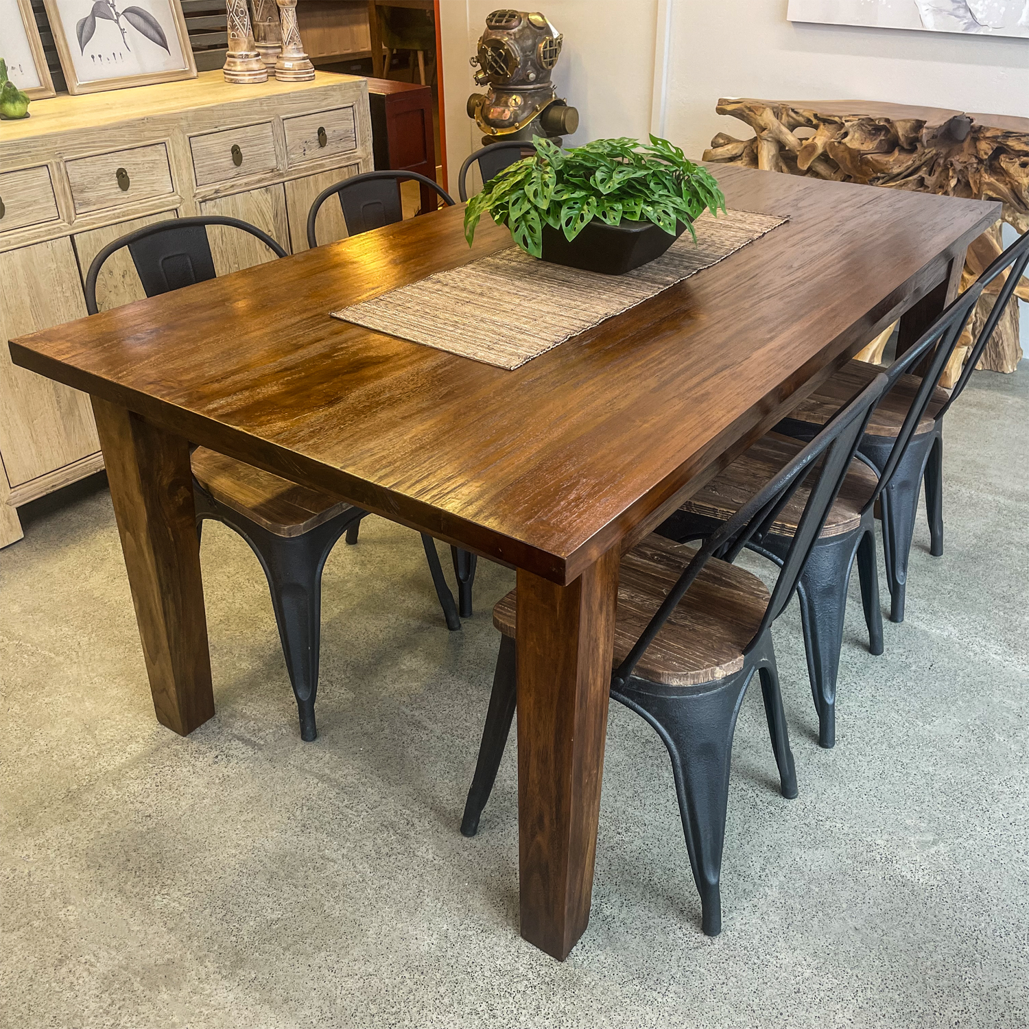 Dining Table 180cm Rustic Teak JAVA